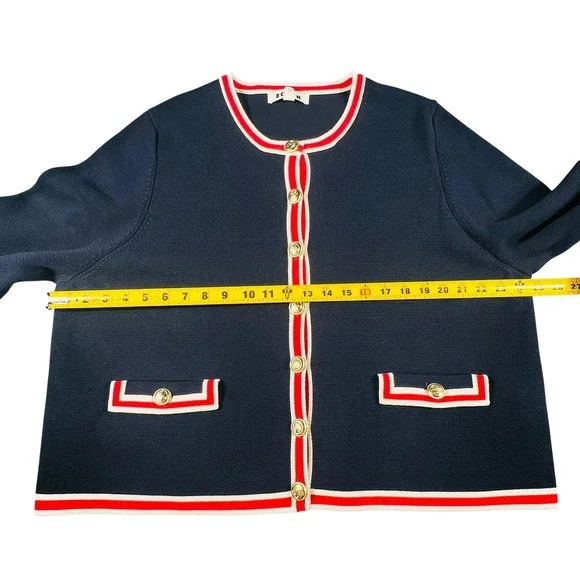 Boden Navy Cardigan Sweater Anchor Gold Buttons Nautical Trim Preppy US 20-22‎ - Picture 9 of 10
